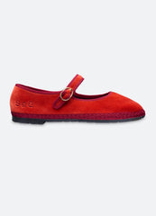 Sea New York Velvet Mary Jane Flats - Terracotta