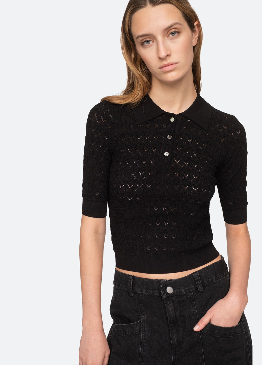 Sea New York Rue Polo Sweater - Black