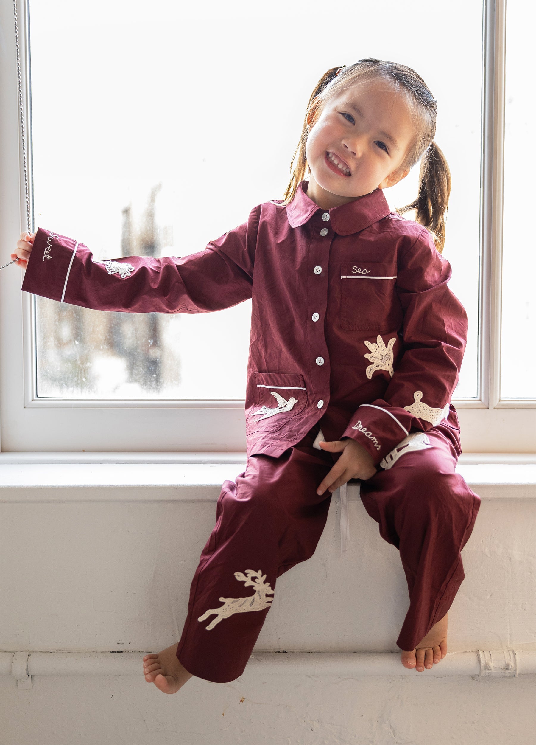 Sea New York Mika Kids PJ Set - Burgundy