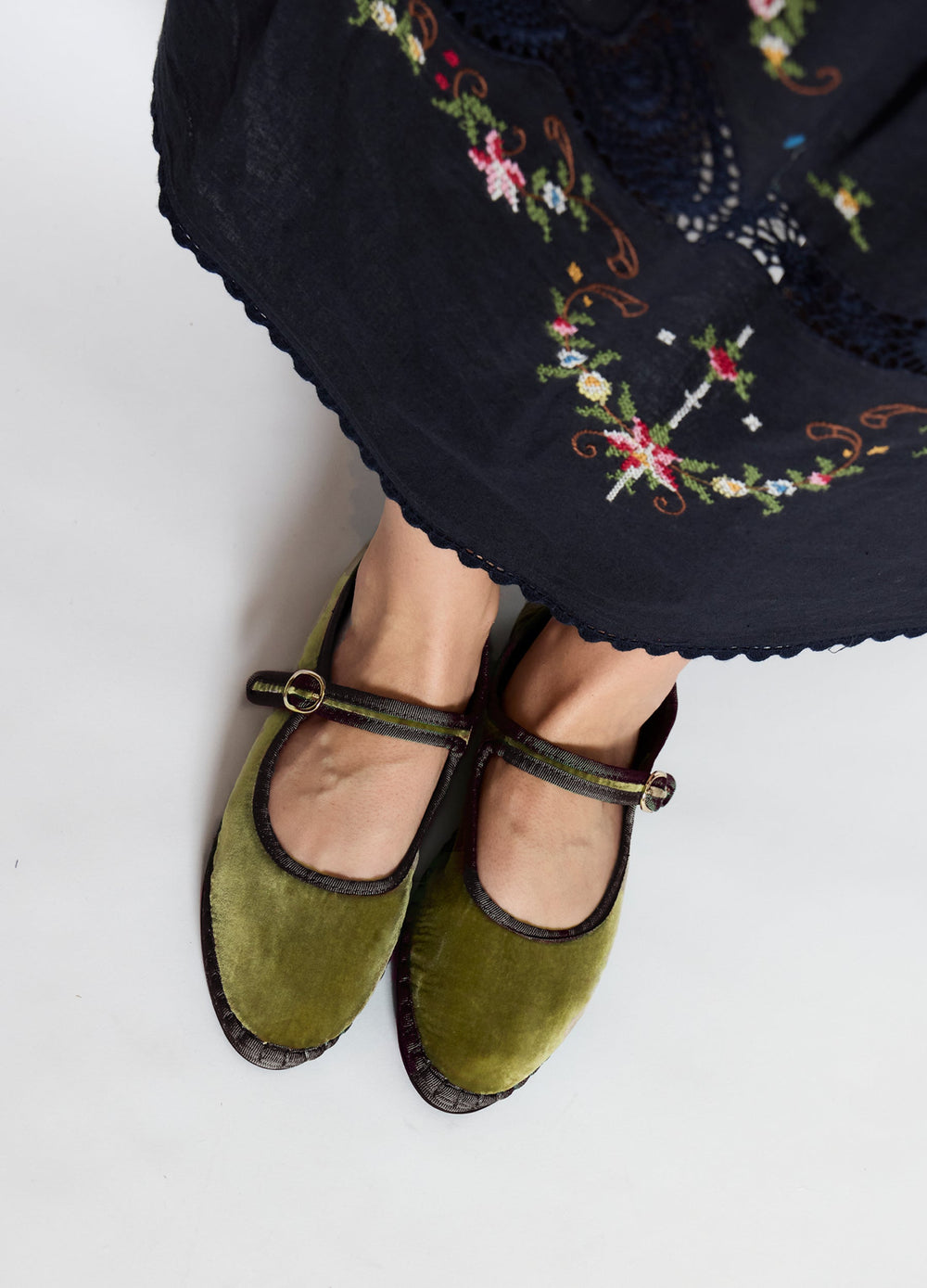 Sea New York Velvet Mary Jane Flats - Terracotta