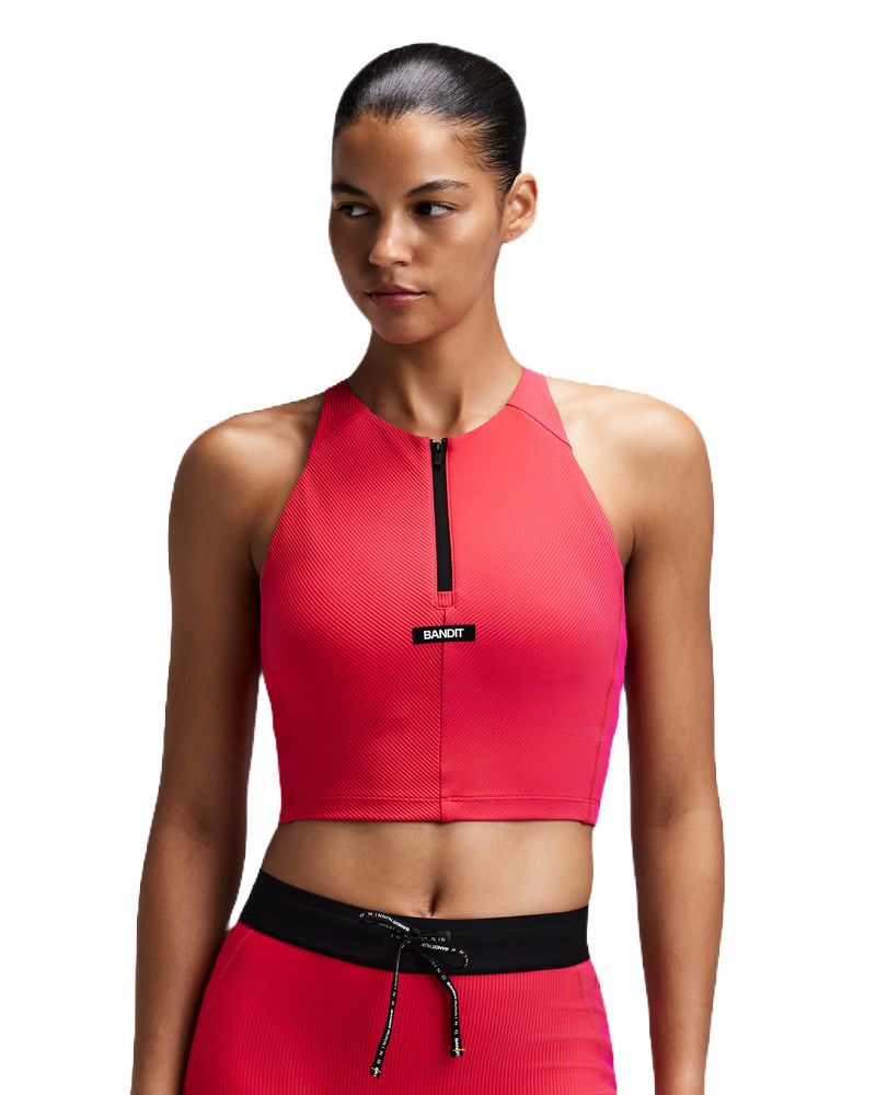 Marathon Sports Bandit Running Women's Striped Cadence Zip Front Race Crop