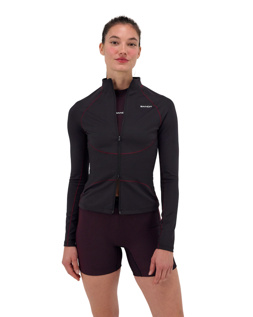 Marathon Sports Stamina™ Corset 2-Way Zip Jacket - Black / Fig I Marathon Sports