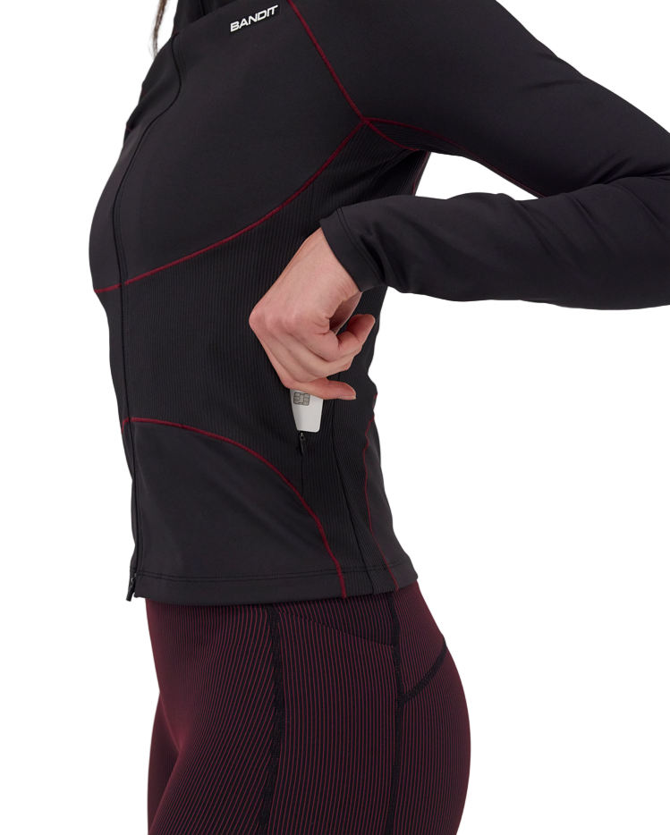 Marathon Sports Stamina™ Corset 2-Way Zip Jacket - Black / Fig I Marathon Sports