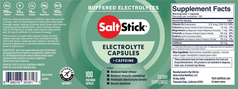 Marathon Sports SaltStick Caps + Caffeine 100ct